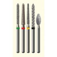 NTI FG #368.016 Medium Grit, Pointed Football Shaped Diamond Bur. Package of 5 Burs